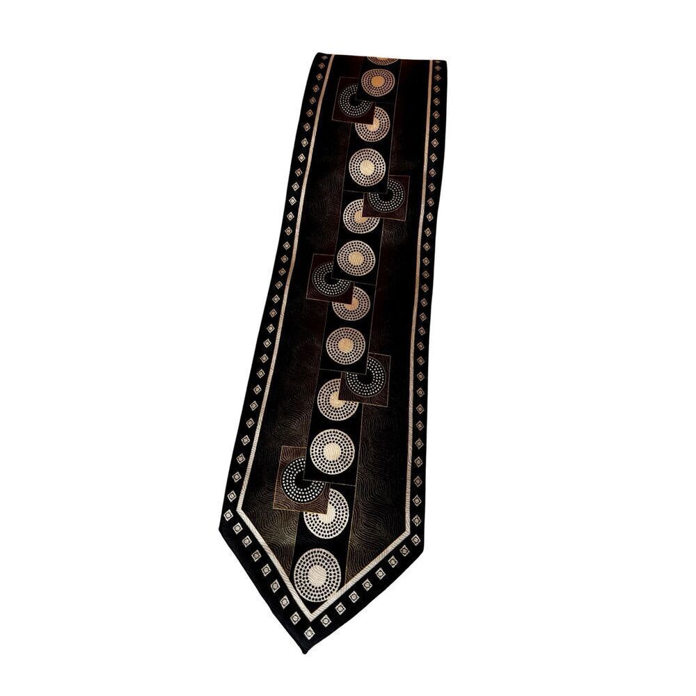 Men's Vintage Ottimo Uomo Art Deco Motif 100% Silk Neck Tie NOS